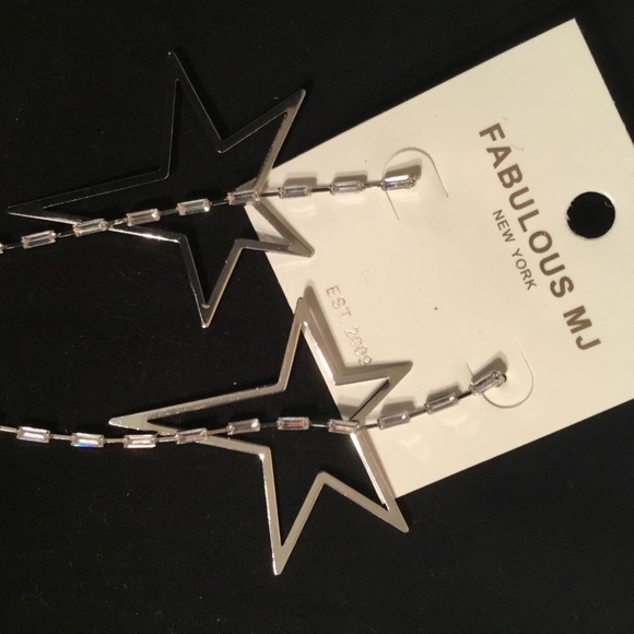 Star crystal drop pierced earrings - Picture 4 of 4